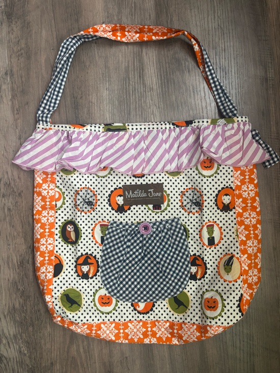 Matilda Jane Handbags - Matilda Jane Halloween Ruffle Crossbody Tote - Polka Dot & Gingham